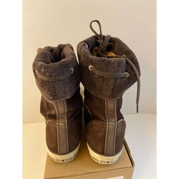 Converse Andover Fold over Hightop Boot brown Suede leather size 9 small hole - Picture 2 of 7